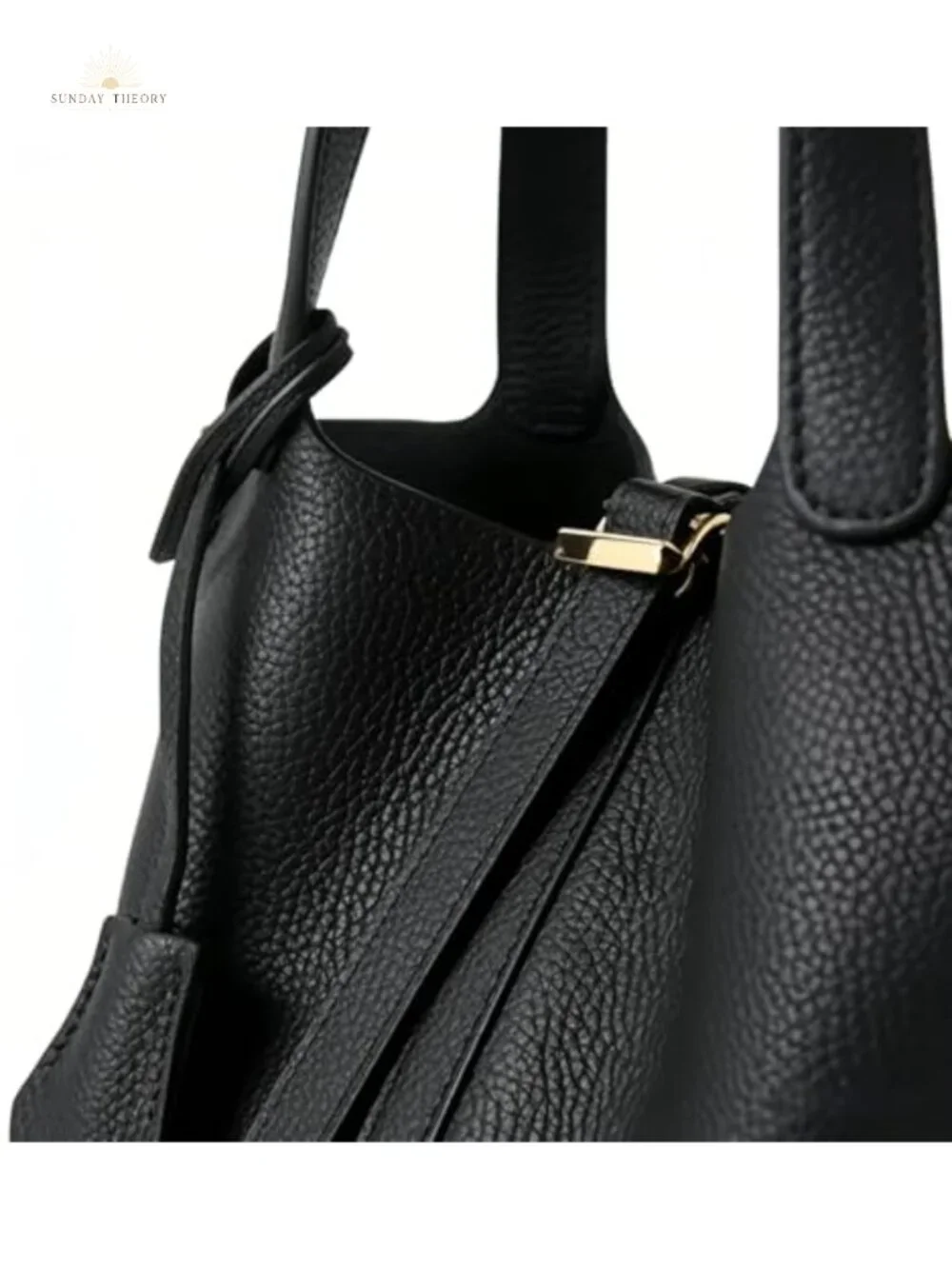 Genuine Leather Bucket Bag Women's Handbag Lock Design Shoulder Tote